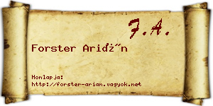 Forster Arián névjegykártya